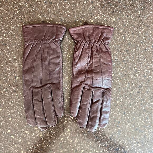 Brown Genuine Leather Gloves Driving Size Large Thinsulate - Picture 1 of 4